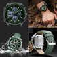 Groene Leren Chronograaf Horloge