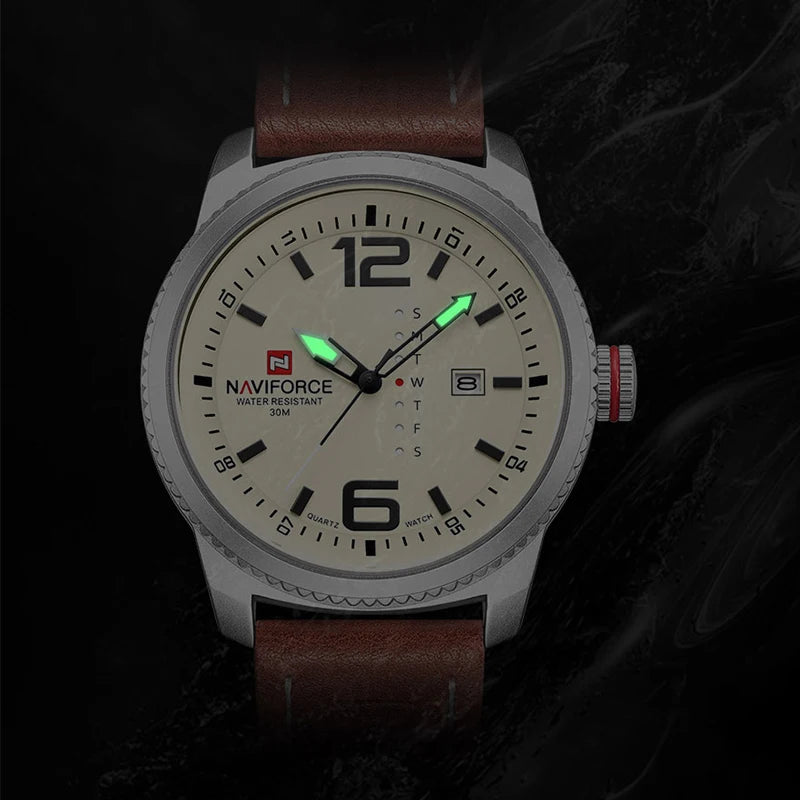 NAVIFORCE Luxe Heren Sport Horloge - Stijlvol Kwartshorloge met Leren Polsband