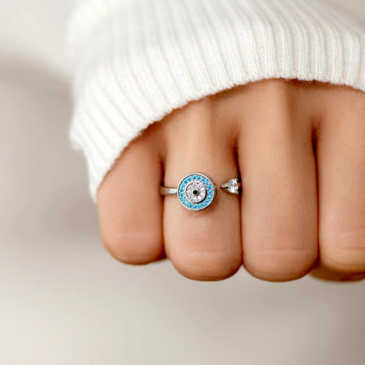 Aan Mijn Dochter | Zilveren Boze Oog Fidget Ring